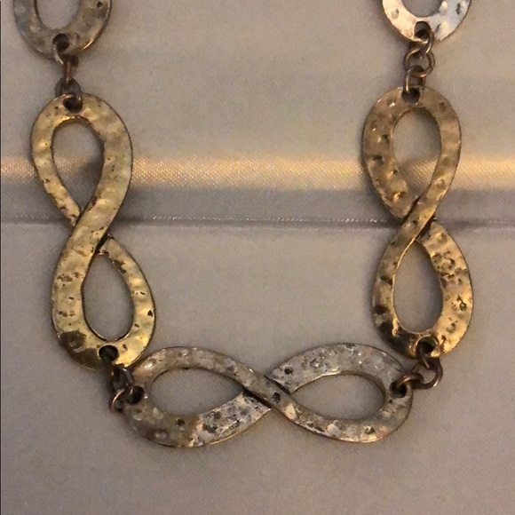 Infinity Hammered Gold & Silver Necklace - Picture 2 of 4